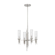 Alora - CH335418PNCR - Four Light Chandelier - Torres - Polished Nickel/Ribbed Glass