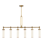 Alora - LP355652VBGO - Six Light Linear Pendant - Wynwood - Vintage Brass/Glossy Opal