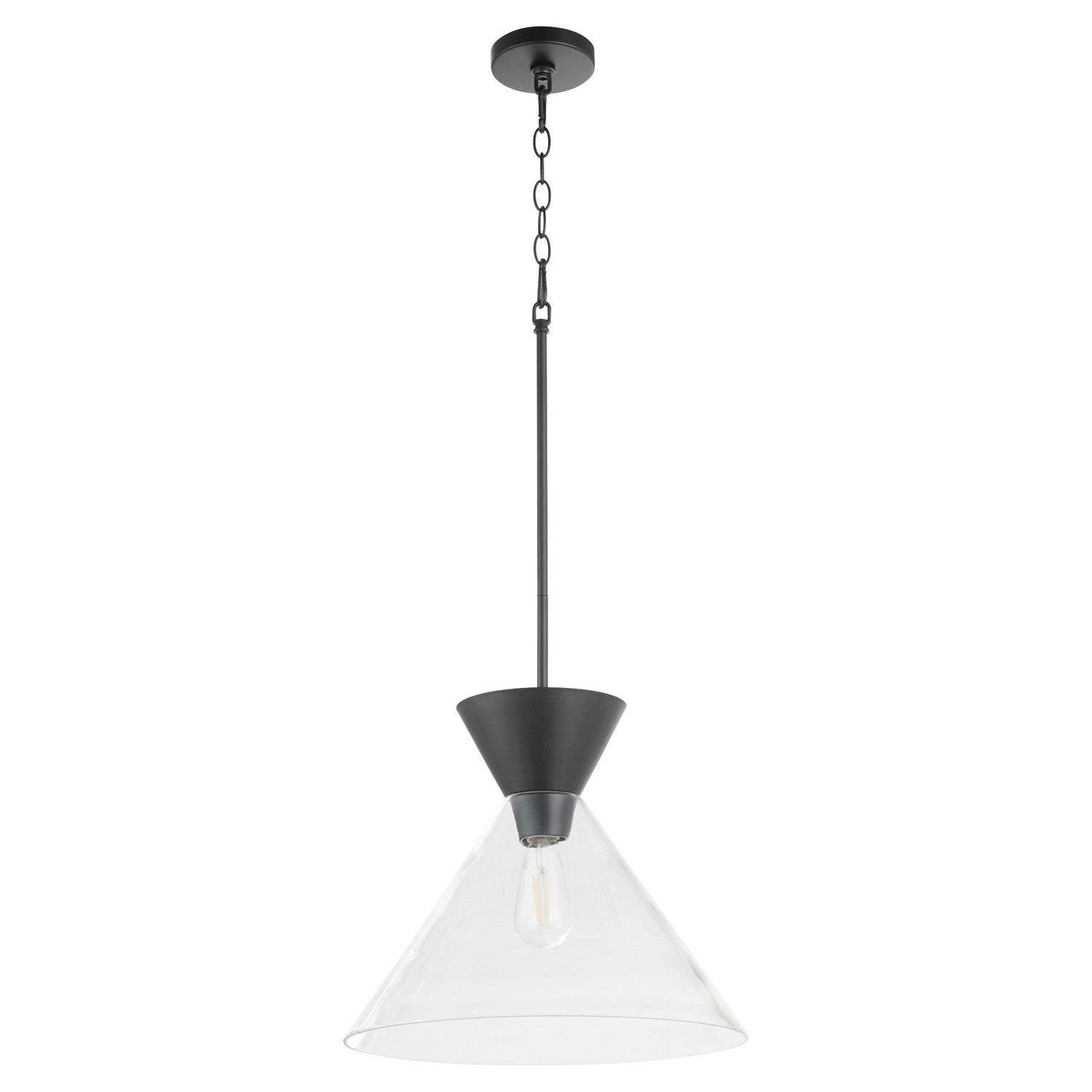 Quorum - 8119-259 - One Light Pendant - Beldar - Matte Black|Clear Glass