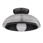Golden - 0309-FM BLK-RPG - One Light Flush Mount - Crawford - Matte Black