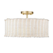 Golden - 1084-SF BCB-WW - Three Light Semi-Flush Mount - Erma - Brushed Champagne Brass