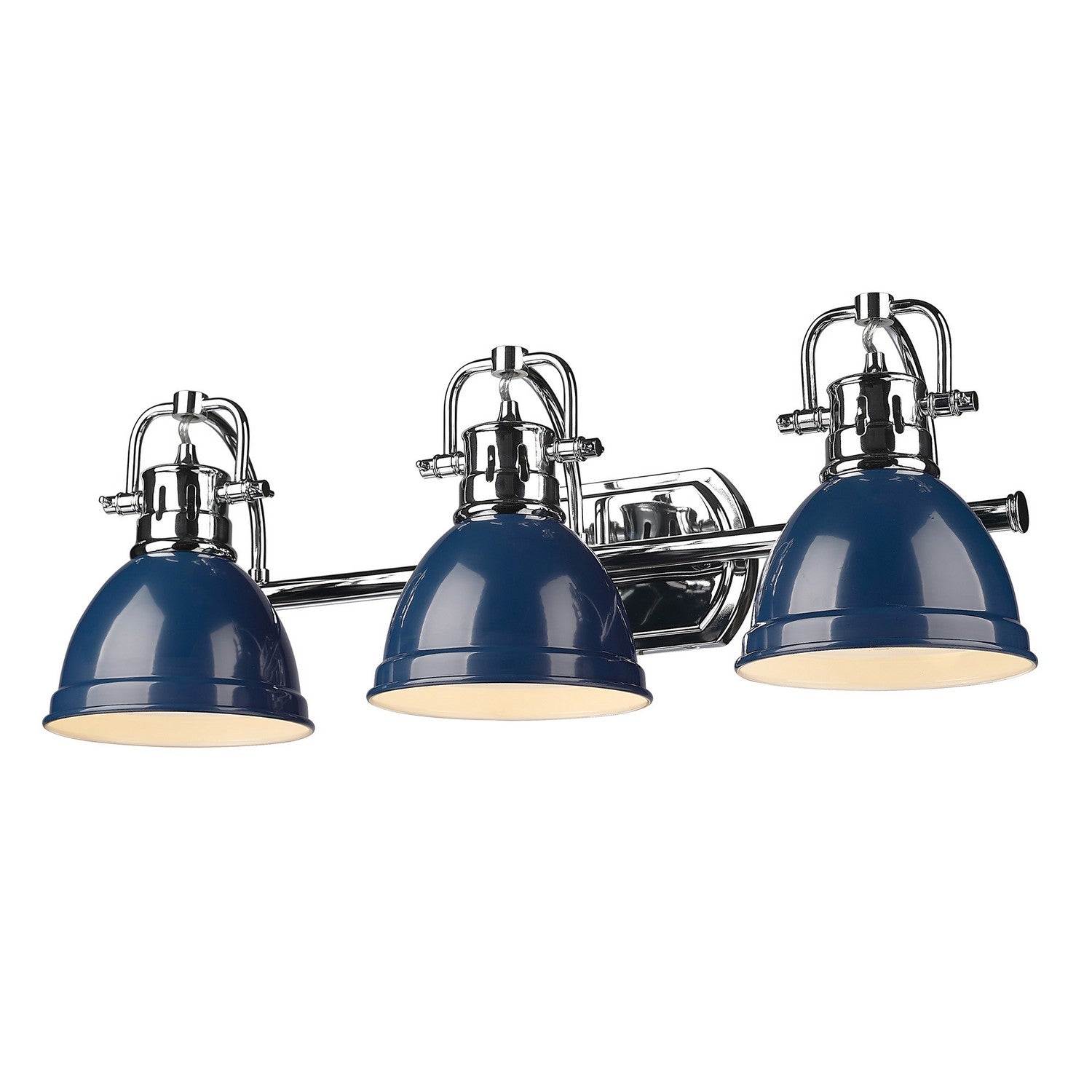 Golden - 3602-BA3 CH-NVY - Three Light Bath Vanity - Duncan - Chrome