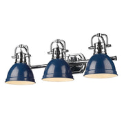 Golden - 3602-BA3 CH-NVY - Three Light Bath Vanity - Duncan - Chrome