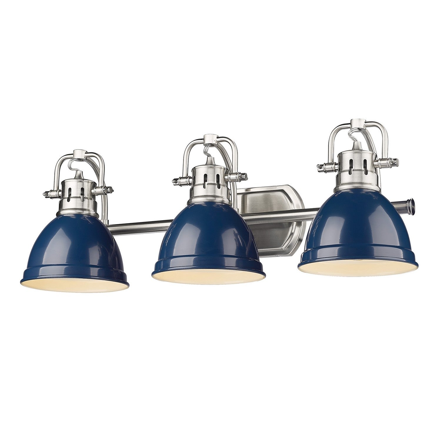 Golden - 3602-BA3 PW-NVY - Three Light Bath Vanity - Duncan - Pewter
