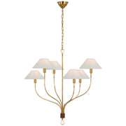Visual Comfort Signature - AL 5002HAB/SDL-L - LED Chandelier - Griffin - Hand-Rubbed Antique Brass and Saddle Leather