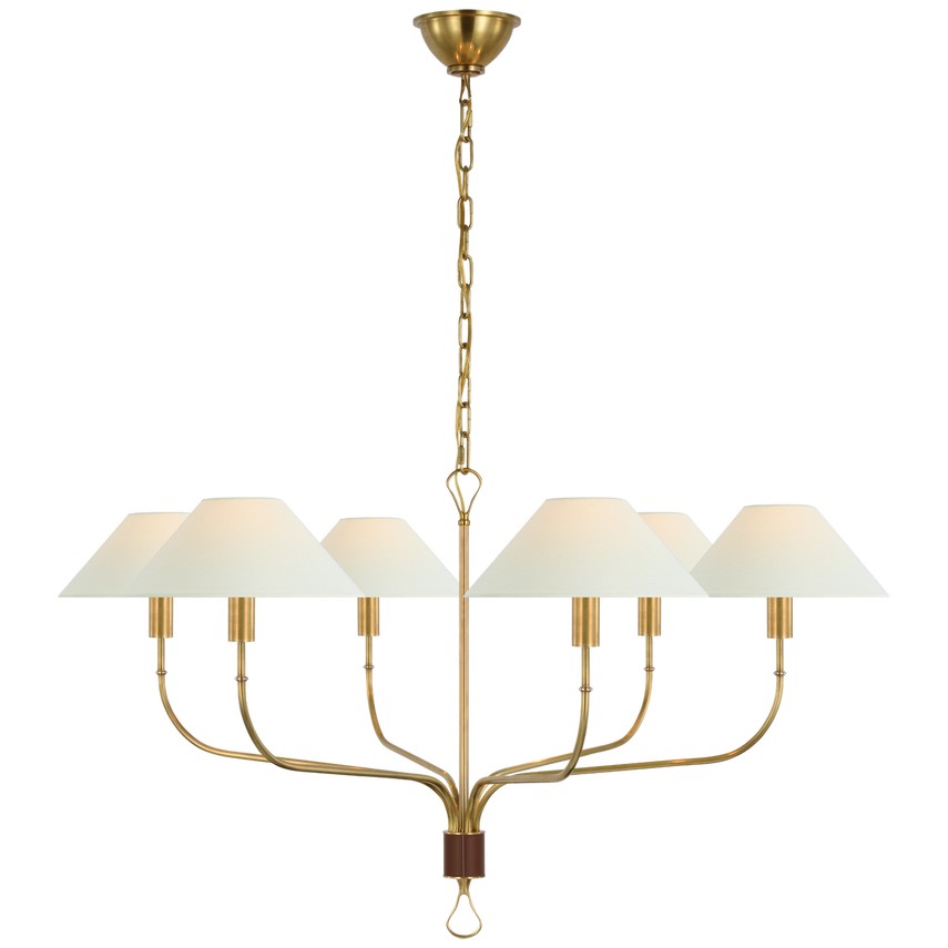 Visual Comfort Signature - AL 5005HAB/SDL-L - LED Chandelier - Griffin - Hand-Rubbed Antique Brass and Saddle Leather