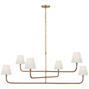 Visual Comfort Signature - CHC 5084AB/NRT-L - LED Chandelier - Basden - Antique-Burnished Brass and Natural Rattan