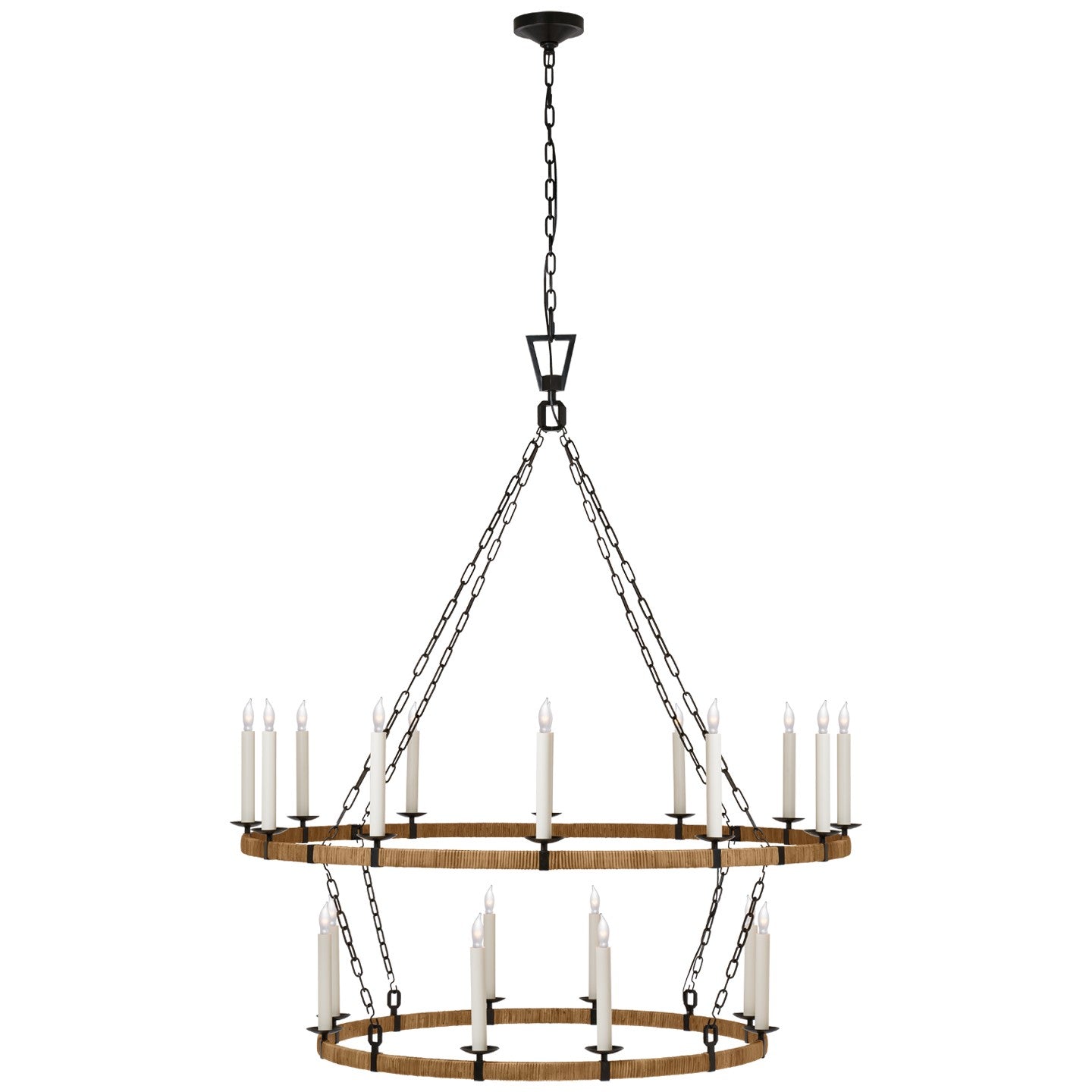 Visual Comfort Signature - CHC 5882AI/NRT - LED Chandelier - Darlana Wrapped - Aged Iron and Natural Rattan