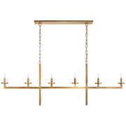Visual Comfort Signature - KW 5203AB - Six Light Linear Chandelier - Liaison - Antique-Burnished Brass
