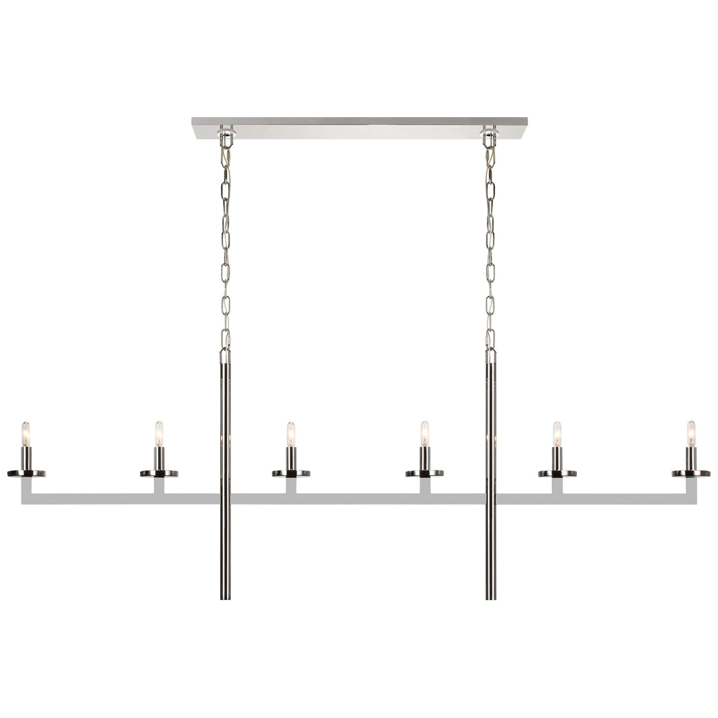 Visual Comfort Signature - KW 5203PN - Six Light Linear Chandelier - Liaison - Polished Nickel