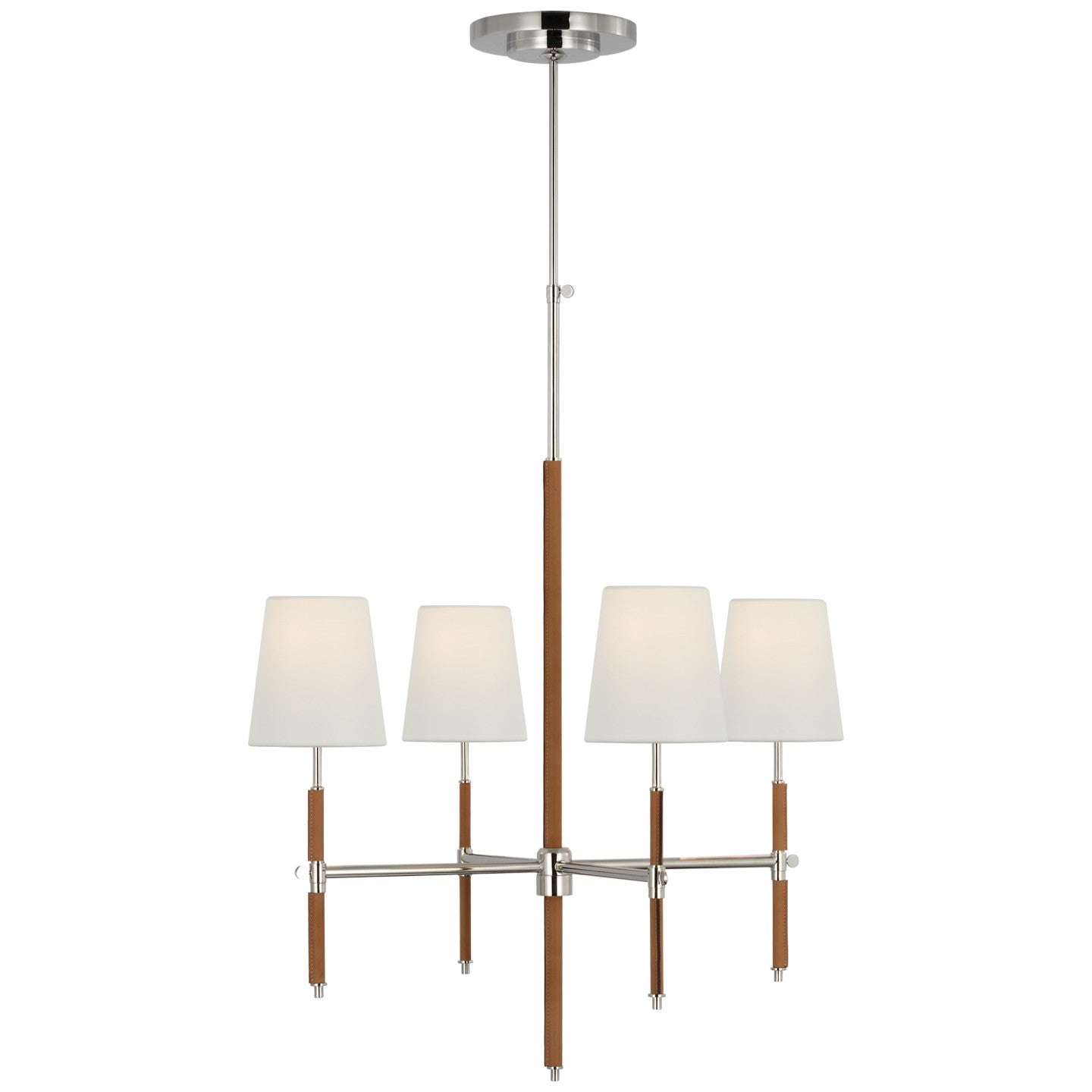 Visual Comfort Signature - TOB 5580PN/NAT-L - LED Chandelier - Bryant Wrapped - Polished Nickel and Natural Leather