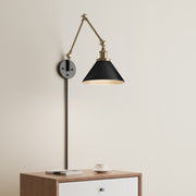 Millennium - 11001-MB/VB - One Light Swing Arm Wall Sconce - Edward - Matte Black/Vintage Brass