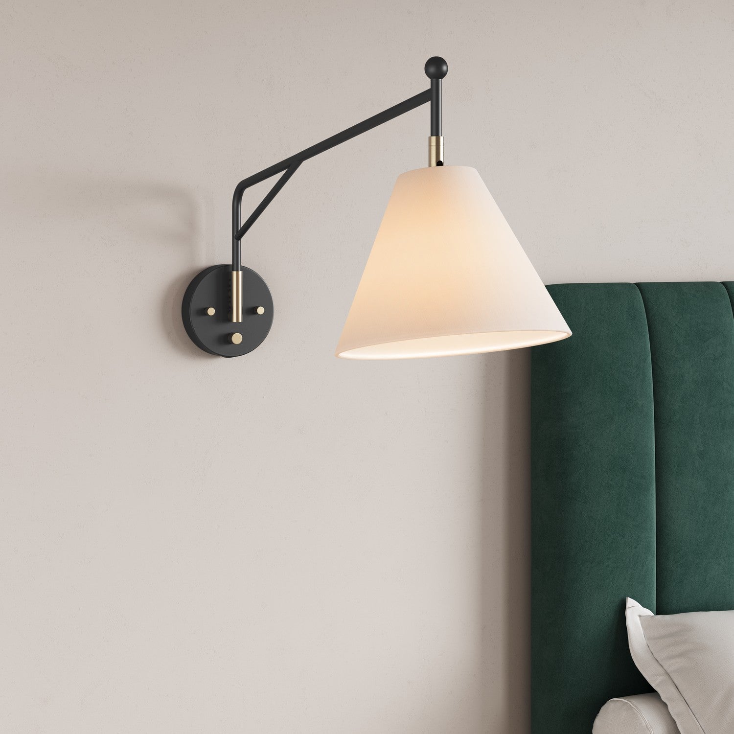 Millennium - 13001-MB/VB - One Light Swing Arm Wall Sconce - Elane - Matte Black/Vintage Brass