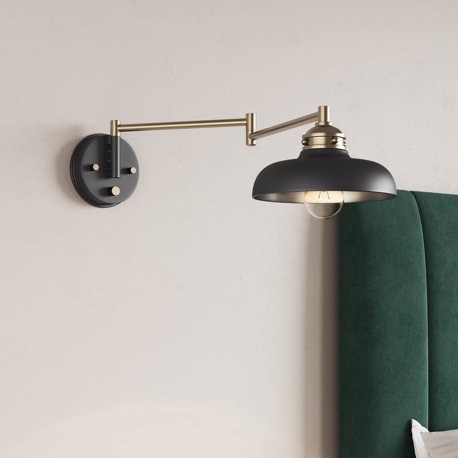 Millennium - 15001-MB/VB - One Light Swing Arm Wall Sconce - Ellison - Matte Black/Vintage Brass