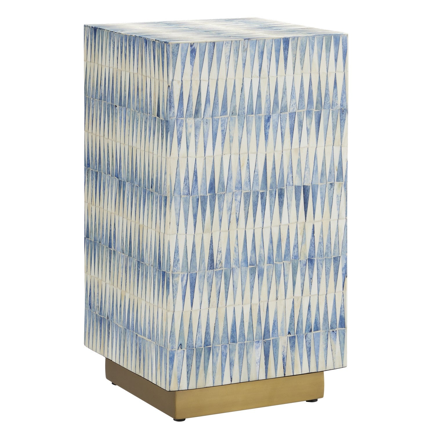 Currey and Company - 3000-0253 - Accent Table - Blue/White/Brushed Brass