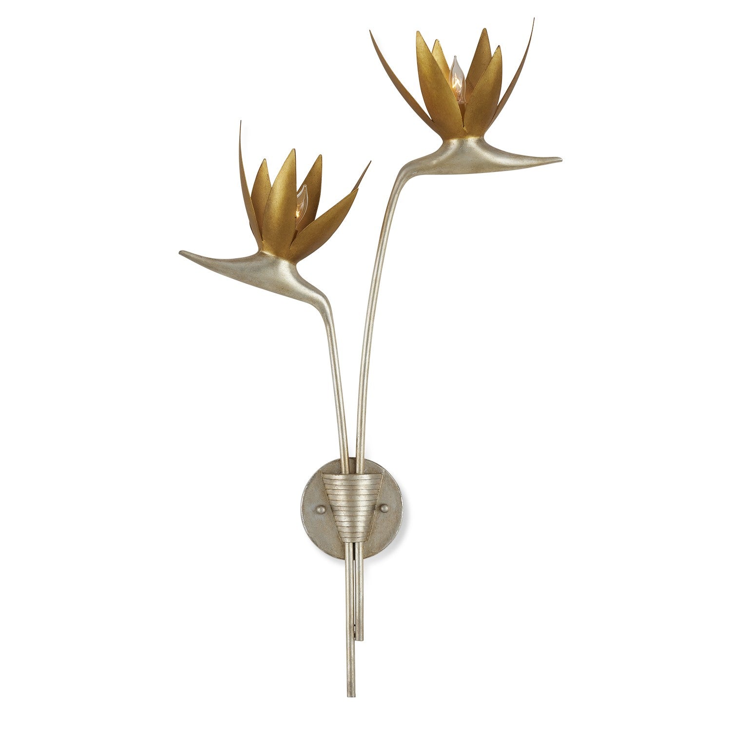 Currey and Company - 5000-0238 - Two Light Wall Sconce - Contemporary Silver Leaf/Contemporary Gold Leaf/Gold