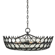 Currey and Company - 9000-0991 - Six Light Chandelier - Satin Black/Clear