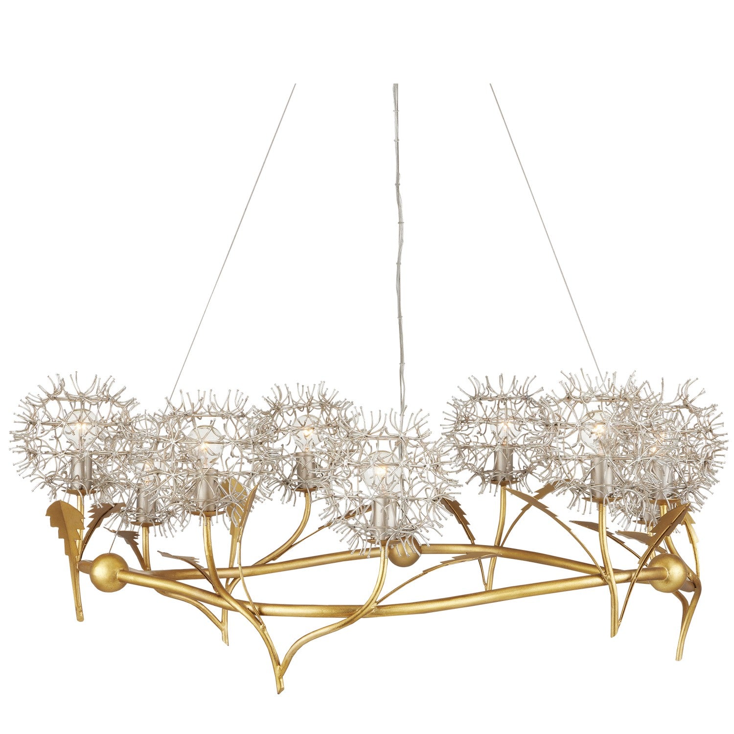 Currey and Company - 9000-1080 - Nine Light Chandelier - Contemporary Silver Leaf/Silver/Contemporary Gold Leaf