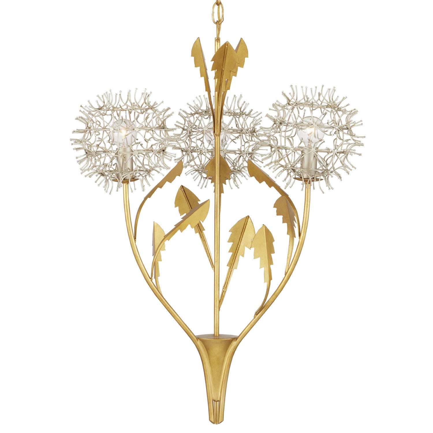 Currey and Company - 9000-1081 - Three Light Pendant - Contemporary Silver Leaf/Silver/Contemporary Gold Leaf