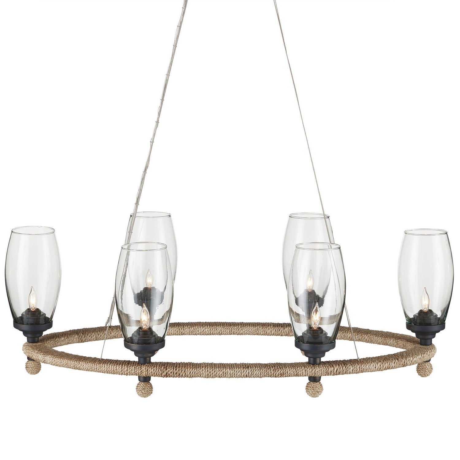 Currey and Company - 9000-1086 - Six Light Chandelier - Natural/Clear/French Black