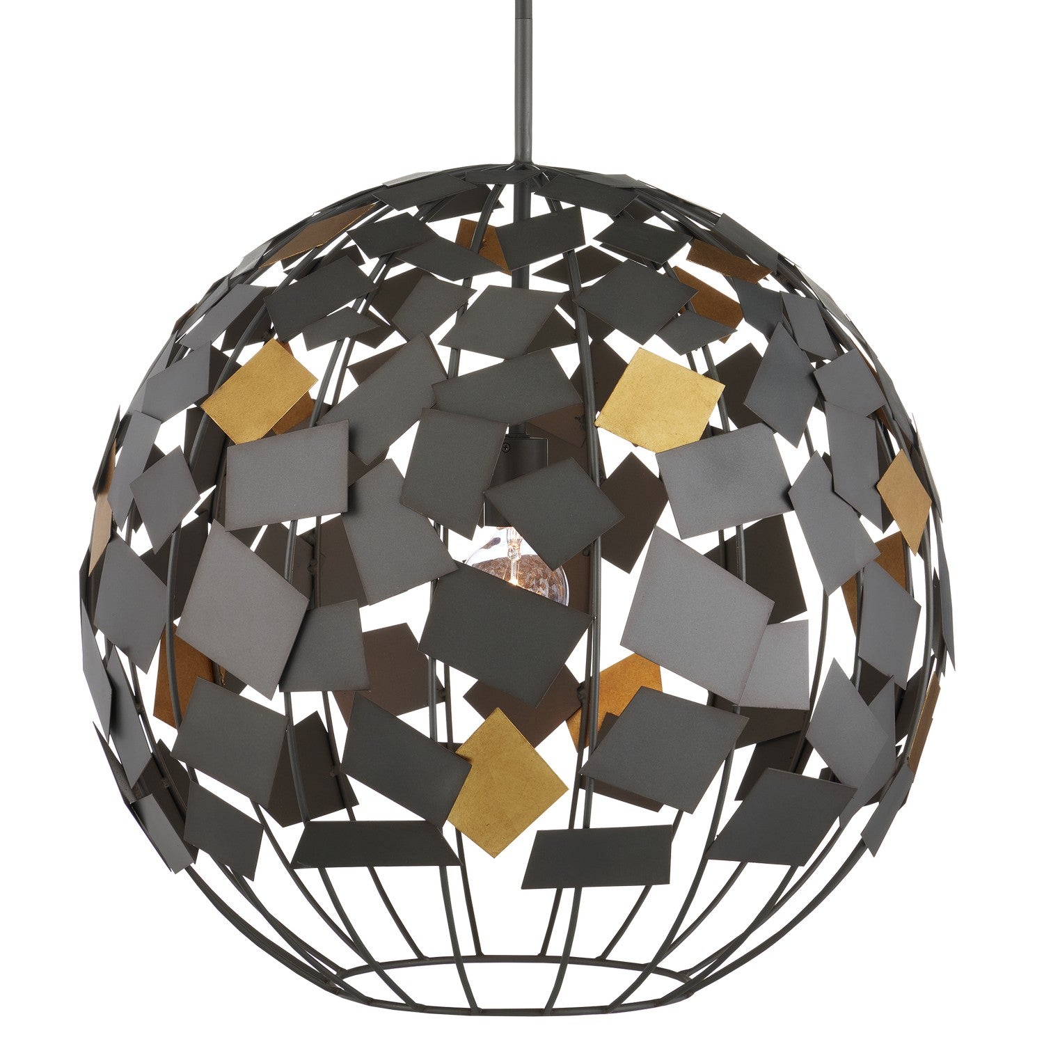 Currey and Company - 9000-1089 - One Light Chandelier - Hiroshi Gray/Contemporary Gold Leaf