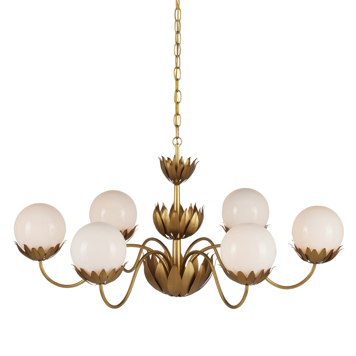 Currey and Company - 9000-1096 - Six Light Chandelier - Contemporary Gold Leaf/Gold/White