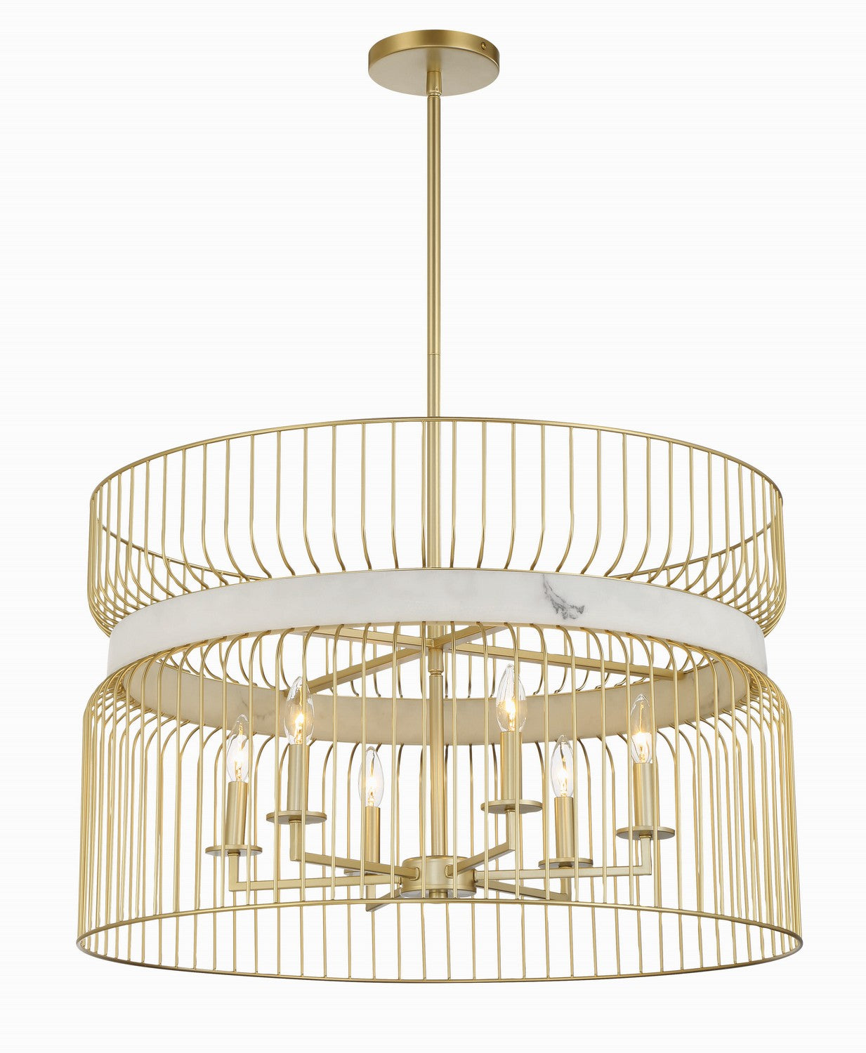 Minka-Lavery - 3396-754 - Six Light Pendant - Park Slope by Robin Baron - Nouveau Gold