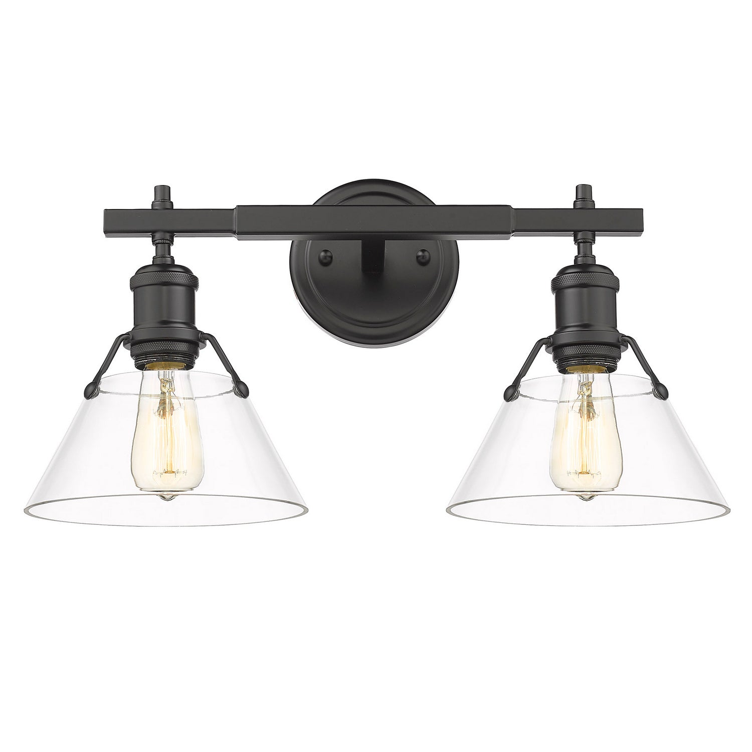 Golden - 3306-BA2 BLK-CLR - Two Light Bath Vanity - Orwell - Matte Black