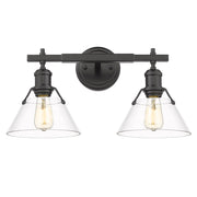 Golden - 3306-BA2 BLK-CLR - Two Light Bath Vanity - Orwell - Matte Black