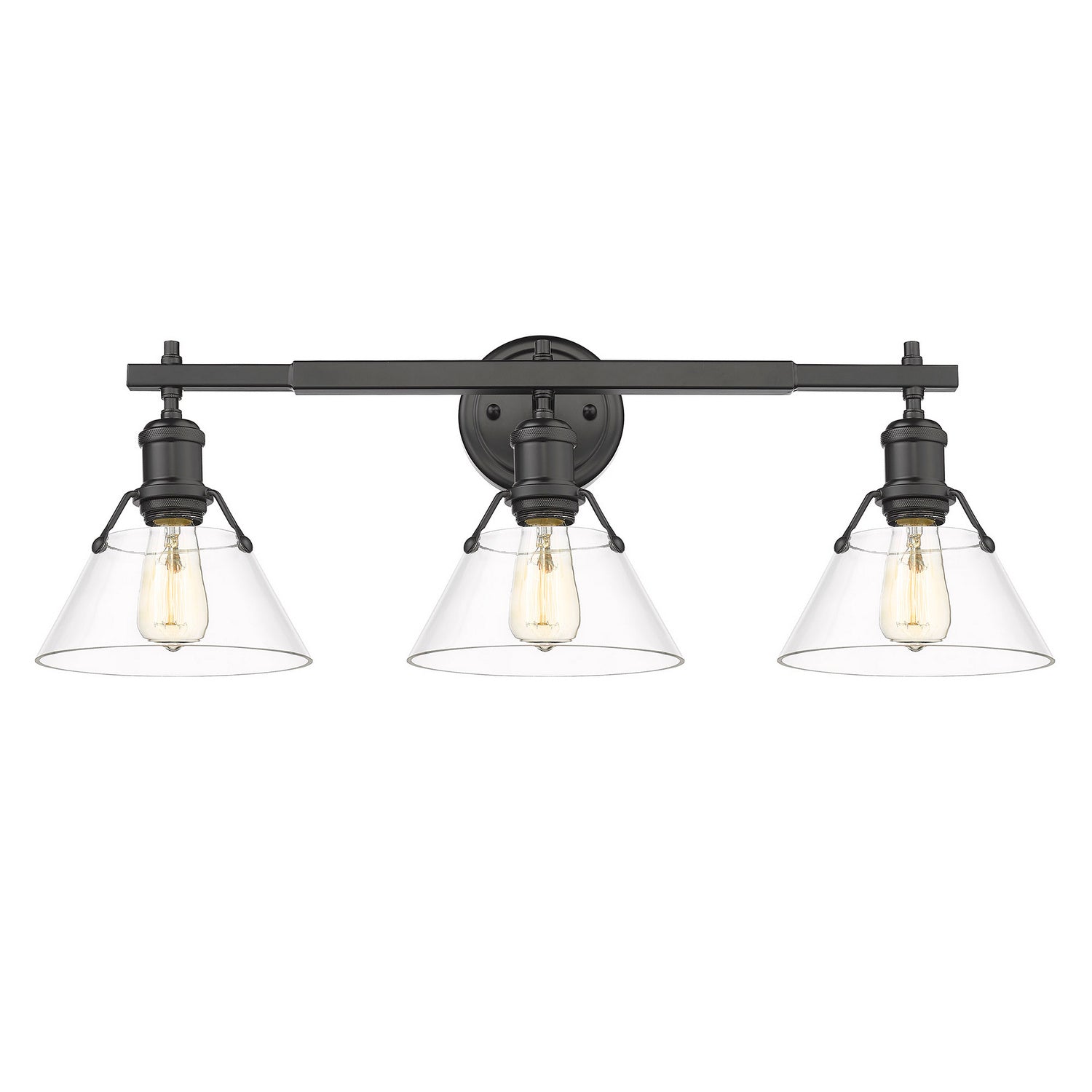 Golden - 3306-BA3 BLK-CLR - Three Light Bath Vanity - Orwell - Matte Black