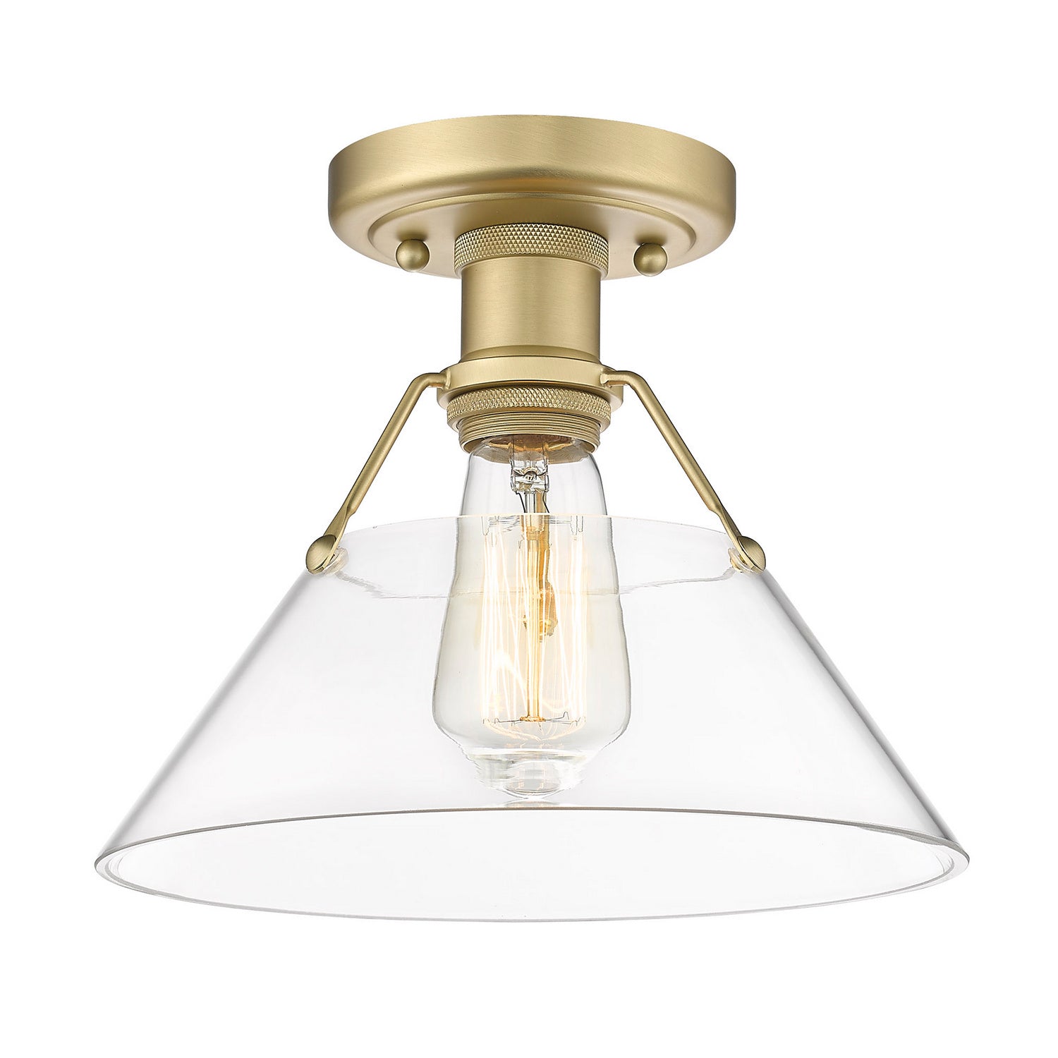 Golden - 3306-FM BCB-CLR - One Light Flush Mount - Orwell - Brushed Champagne Brass
