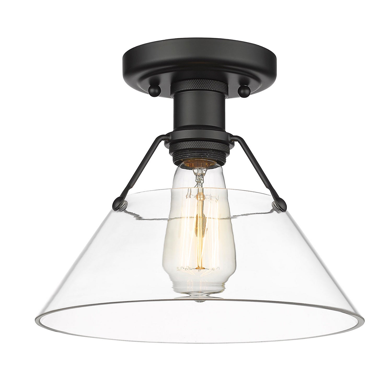 Golden - 3306-FM BLK-CLR - One Light Flush Mount - Orwell - Matte Black