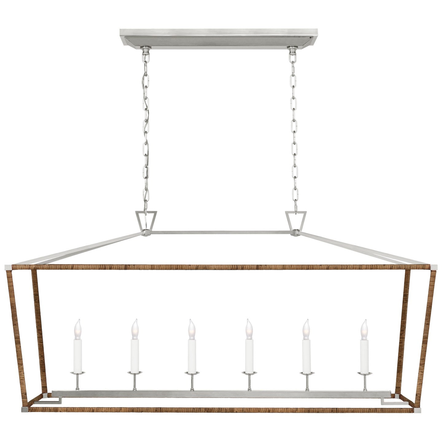 Visual Comfort Signature - CHC 5766PN/NRT - LED Linear Lantern - Darlana Wrapped - Polished Nickel and Natural Rattan