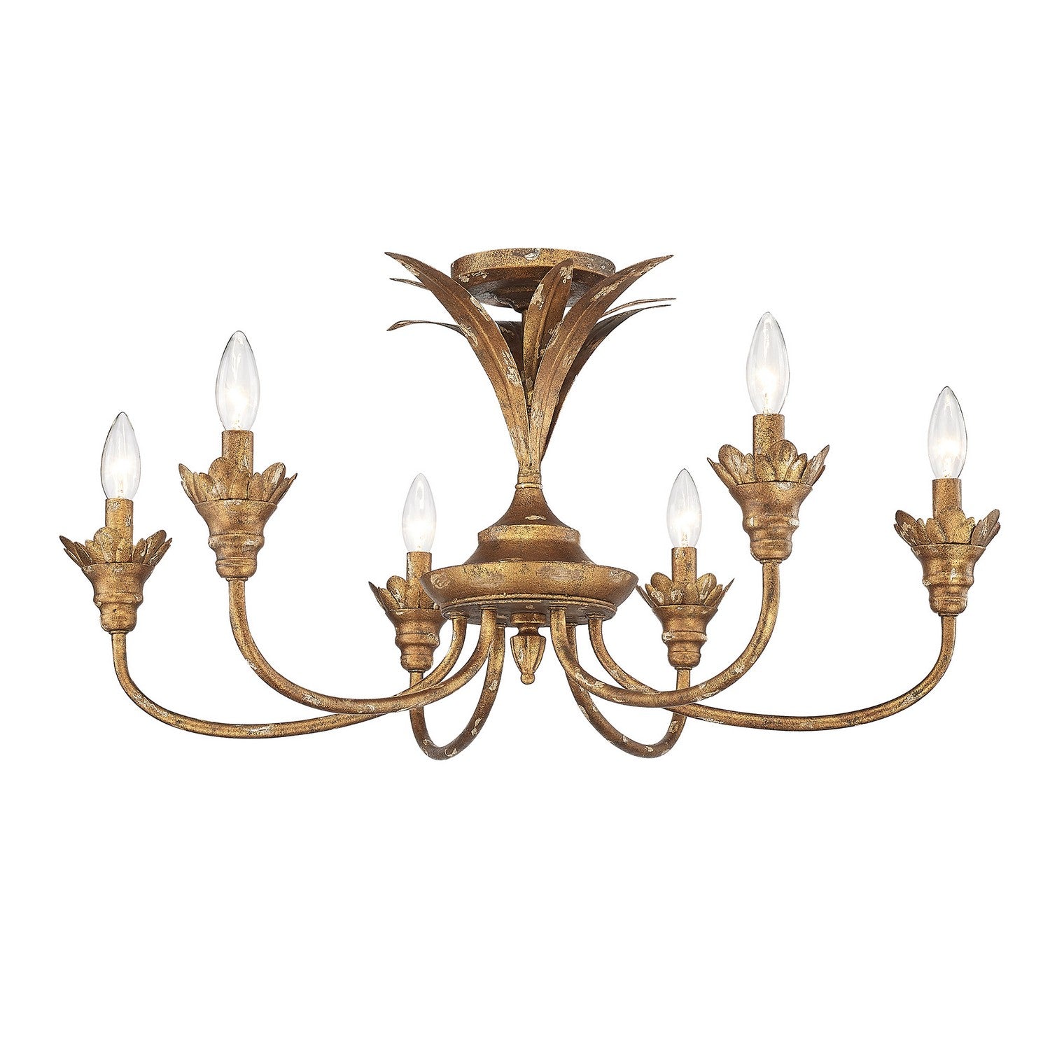 Golden - 0846-6SF HG - Six Light Semi-Flush Mount - Lillianne - Heirloom Gold