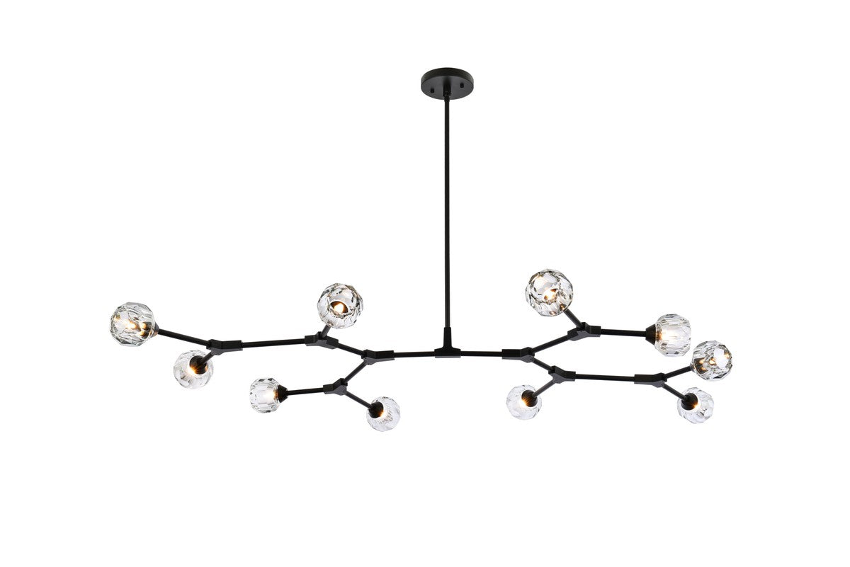 Elegant Lighting - 3508D56BK - Ten Light Pendant - Zayne - Black