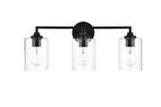 Elegant Lighting - LD7315W23BLK - Three Light Bath Sconce - Mayson - Black and Clear