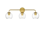 Elegant Lighting - LD7321W28BRA - Three Light Bath Sconce - Genesis - Brass and Clear