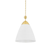 Hudson Valley - BKO1501-AGB/WP - One Light Pendant - Bronson - Aged Brass/White Plaster