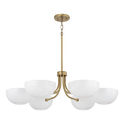 Capital Lighting - 451461AW - Six Light Chandelier - Reece - Aged Brass and White