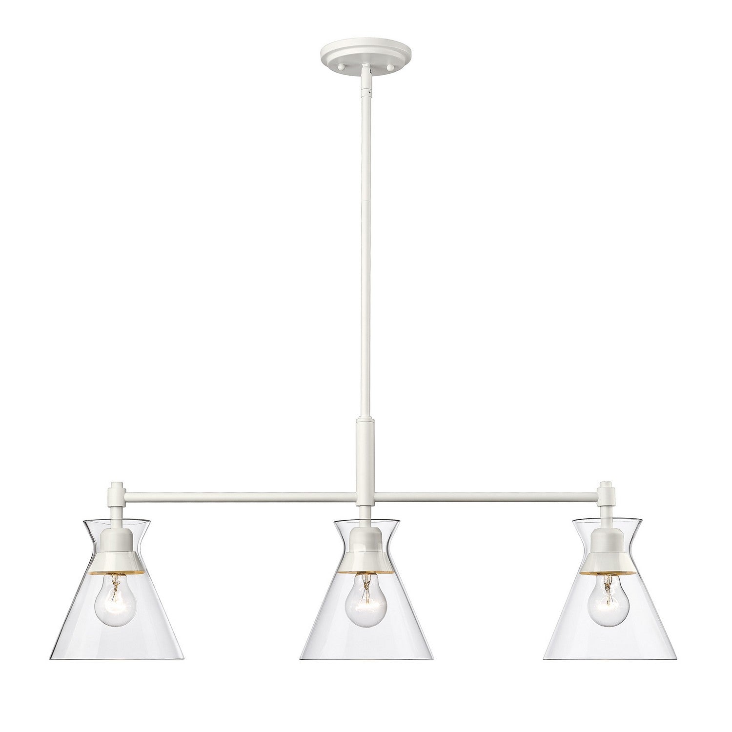 Golden - 0511-LP WHT-CLR - Three Light Linear Pendant - Malta - Matte White