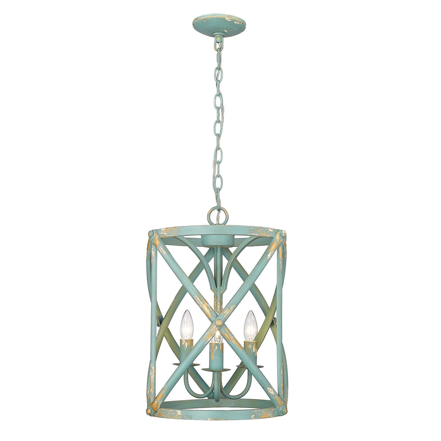 Golden - 0890-3P TEAL - Three Light Pendant - Alcott - Antique Teal