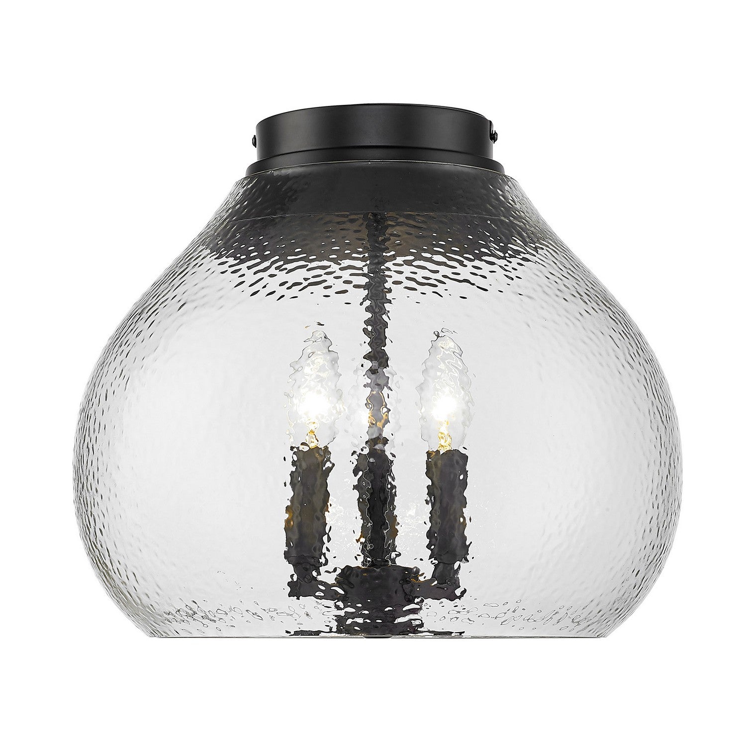 Golden - 1094-3FM BLK-HCG - Three Light Flush Mount - Ariella - Matte Black
