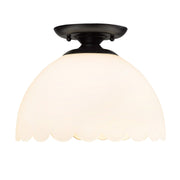 Golden - 6954-SF BLK-OP - One Light Semi-Flush Mount - Dorinda - Matte Black