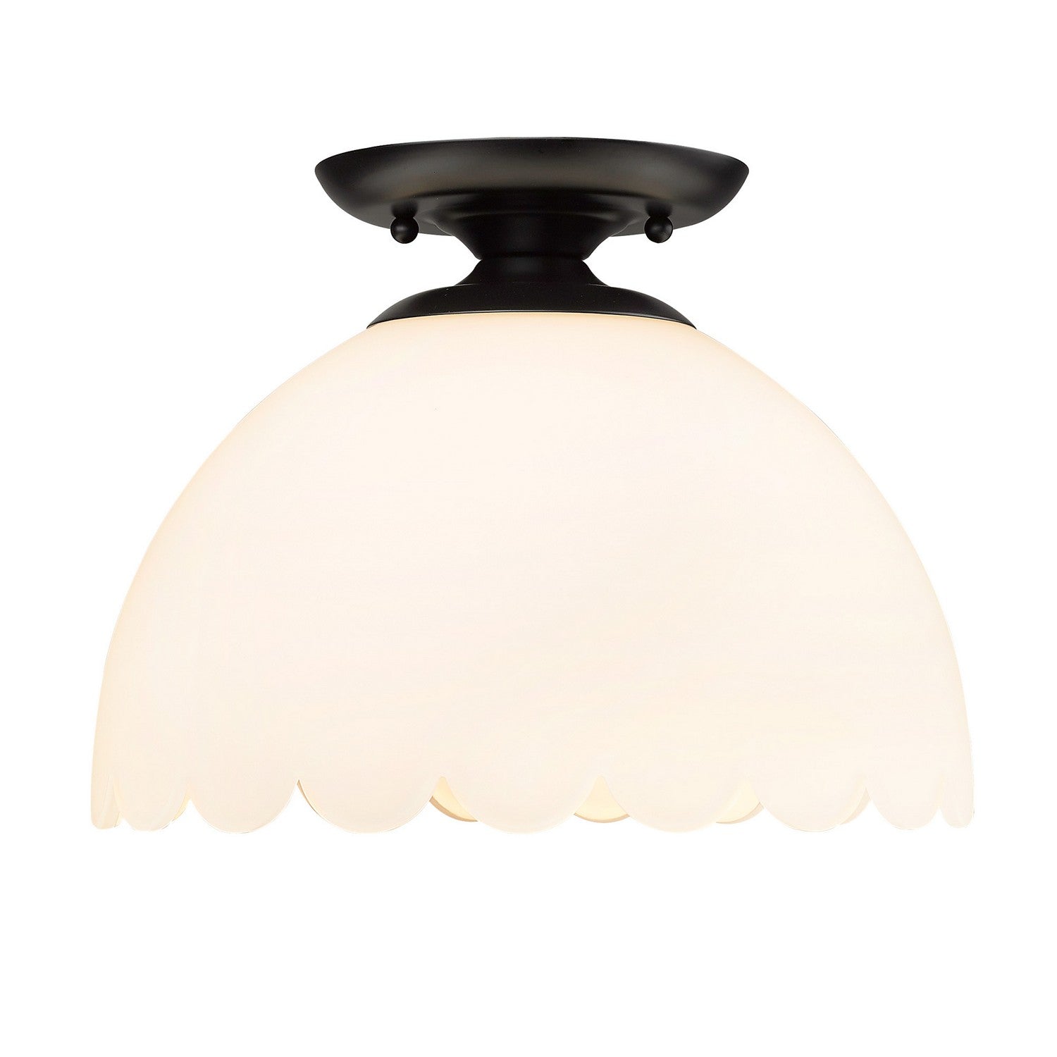 Golden - 6954-SF BLK-OP - One Light Semi-Flush Mount - Dorinda - Matte Black