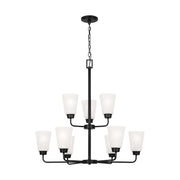 Generation Lighting - 3115209-112 - Nine Light Chandelier - Kerrville - Midnight Black