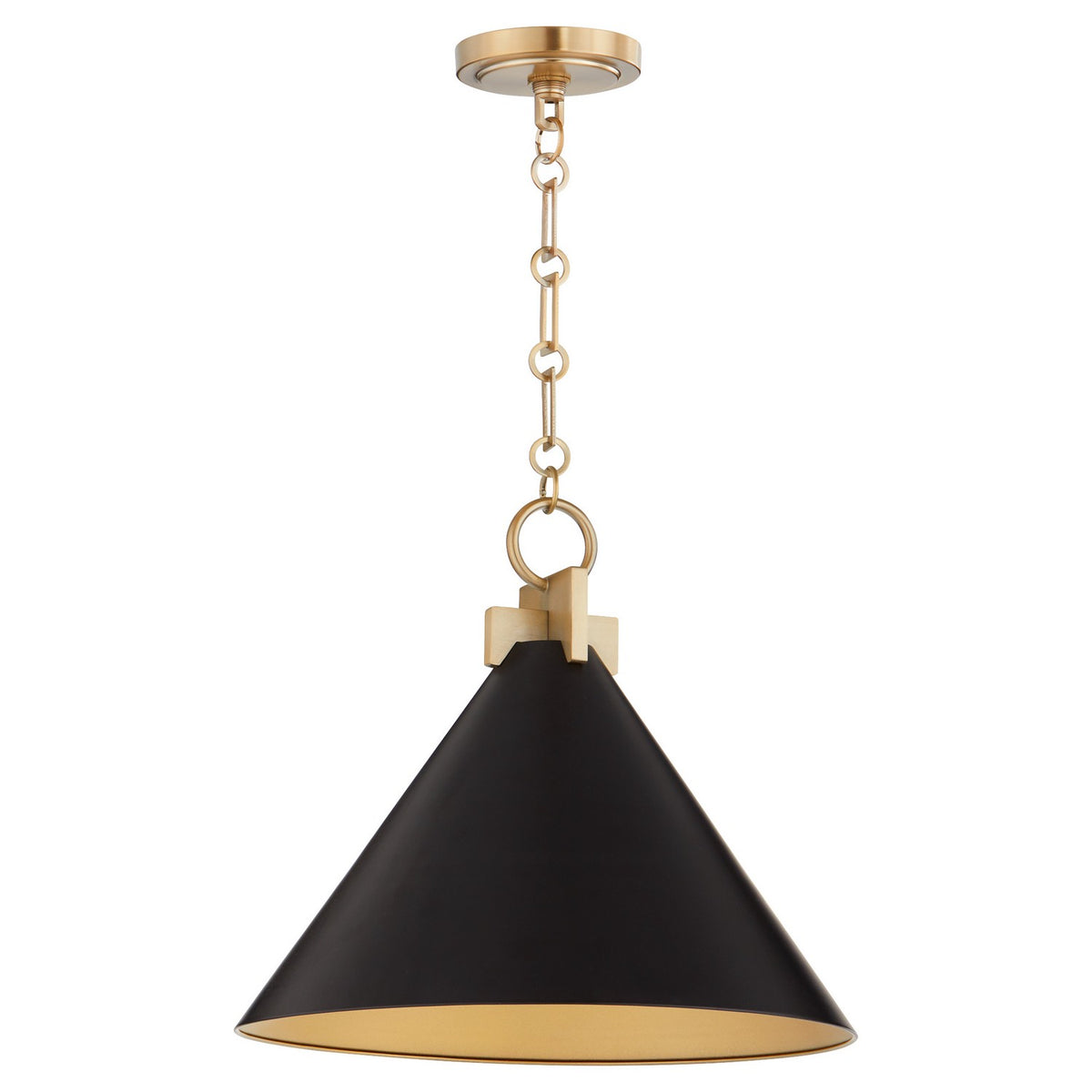 Quorum - 68-16-5980 - One Light Pendant - Jackson - Matte Black|Aged Brass