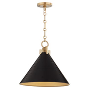Quorum - 68-16-5980 - One Light Pendant - Jackson - Matte Black|Aged Brass