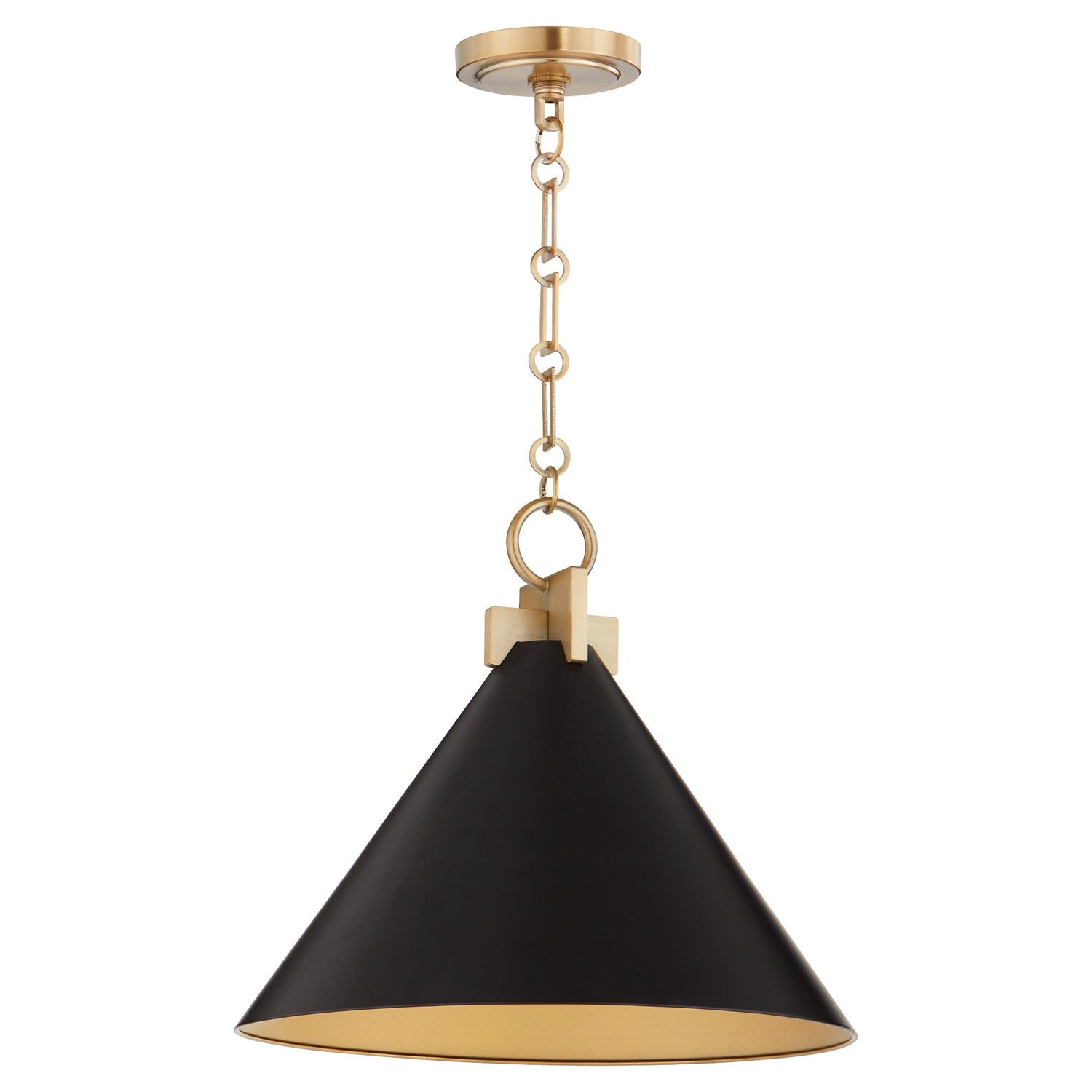 Quorum - 68-16-5980 - One Light Pendant - Jackson - Matte Black|Aged Brass