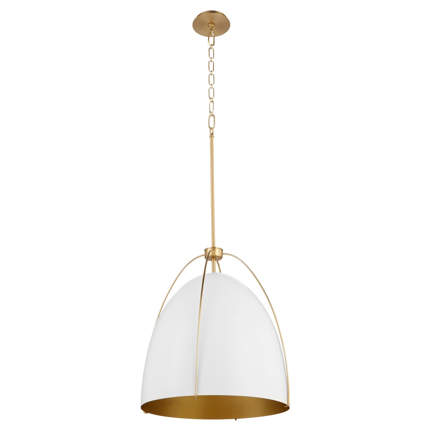 Quorum - 860-3-0880 - Three Light Pendant - Jamie - Studio White|Aged Brass