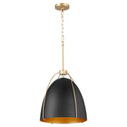 Quorum - 860-3-5980 - Three Light Pendant - Jamie - Matte Black|Aged Brass